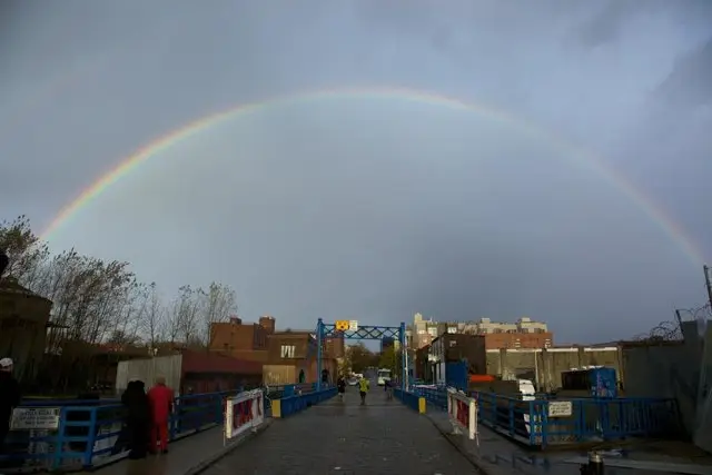 A rainbow over the Gowanus Canal. 
